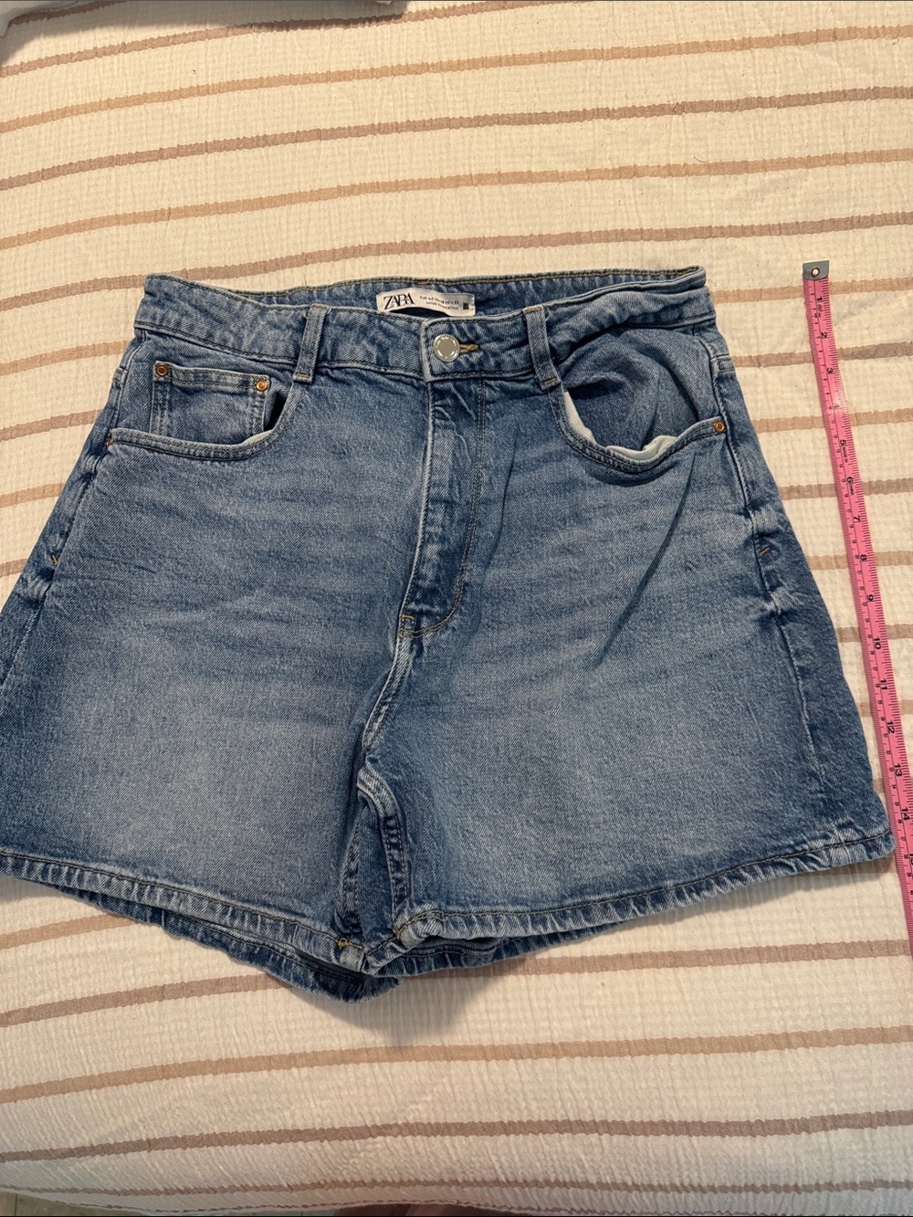 Zara Washed Blue Denim Shorts